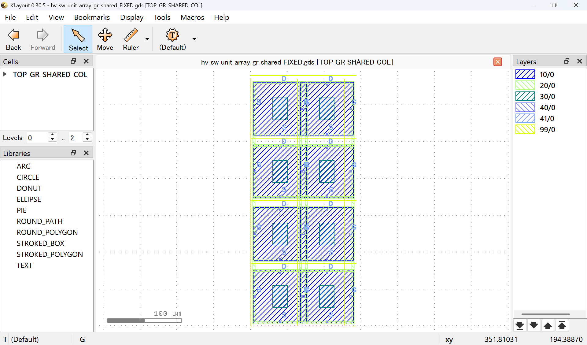 HV_SW_UNIT Array – Column-wise Guard Ring Sharing