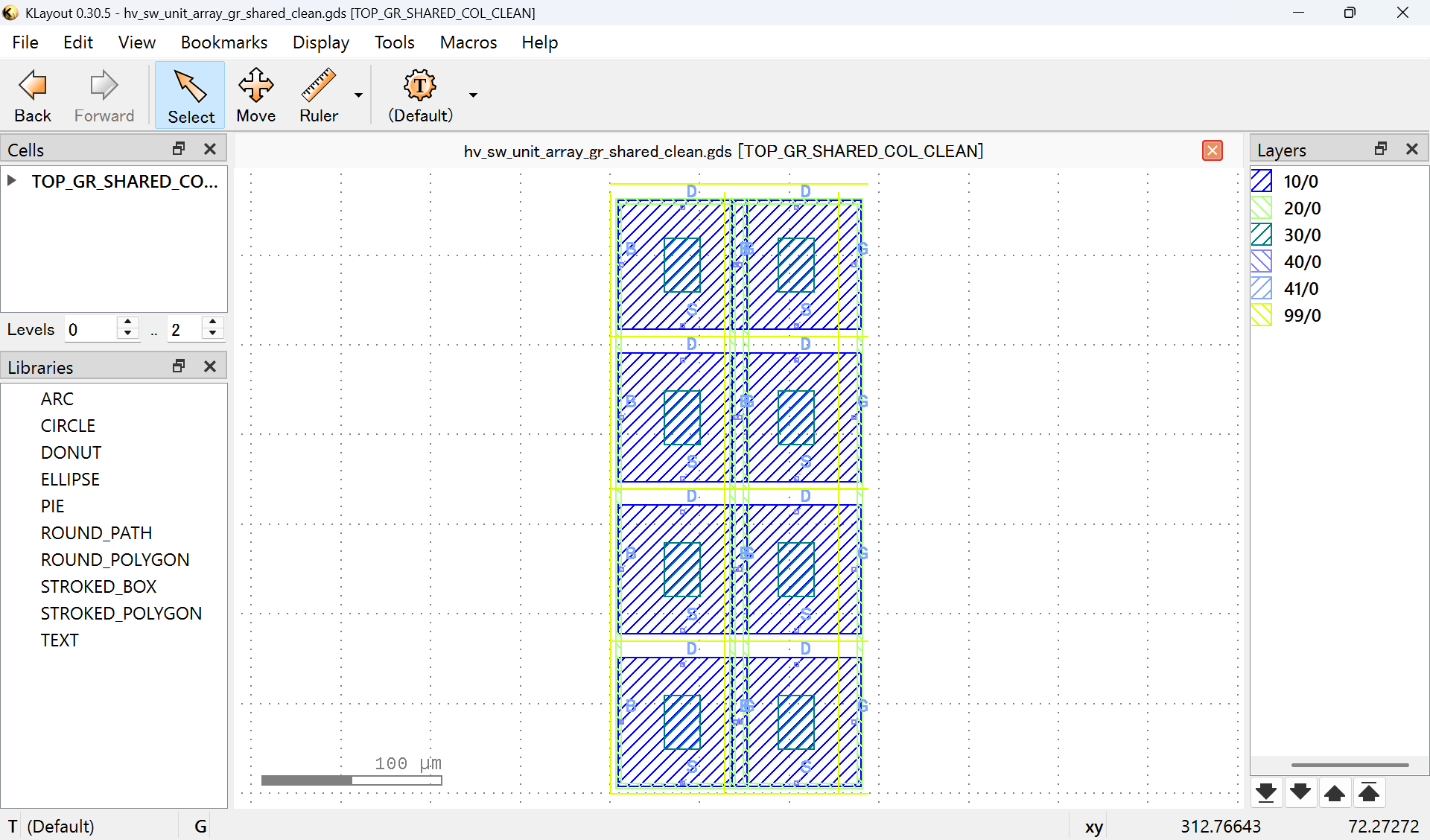 HV_SW_UNIT Array – Guard Ring Clean Shared Configuration