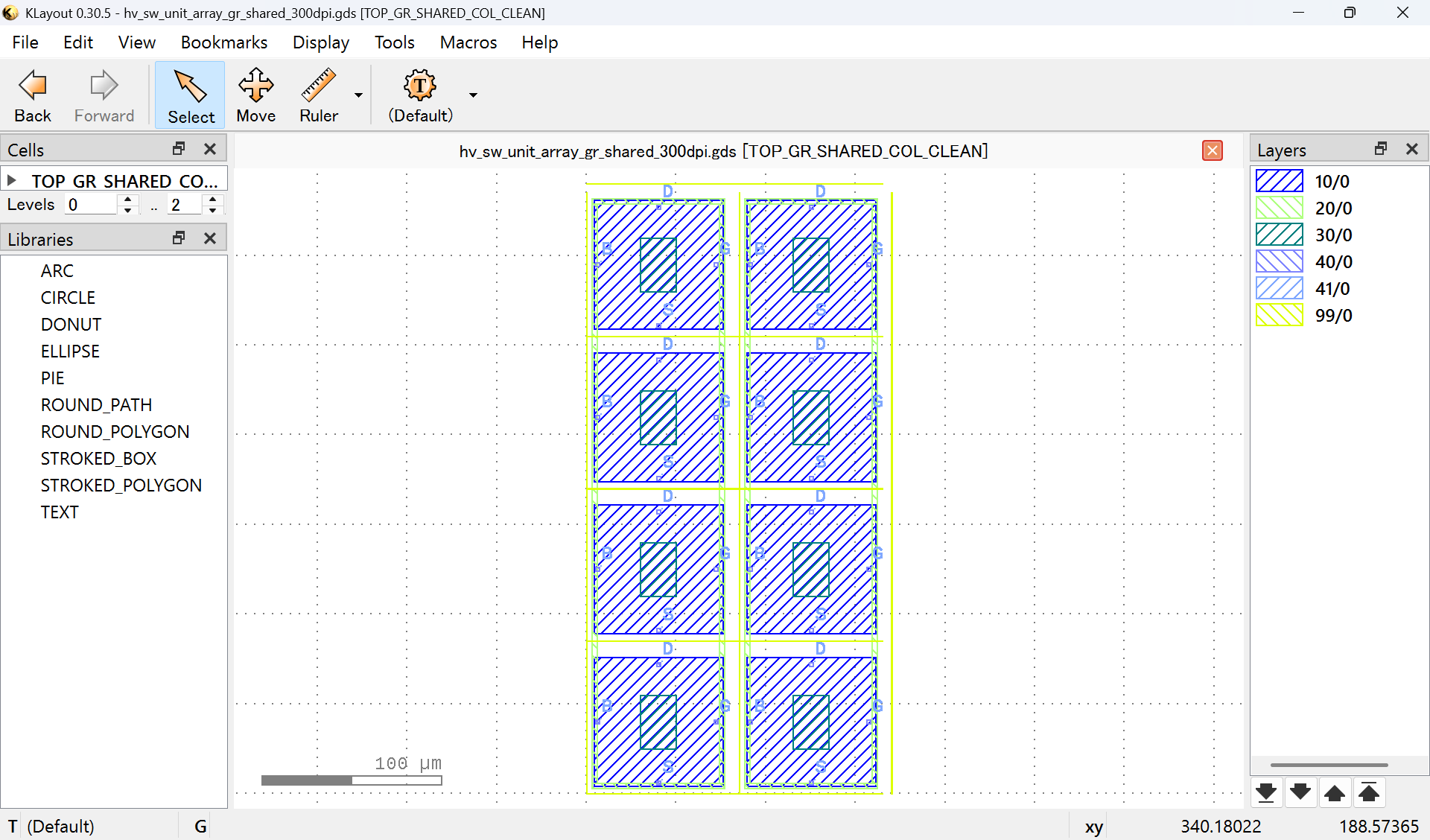 HV_SW_UNIT Array – 300 dpi Guard-Ring-Shared Implementation