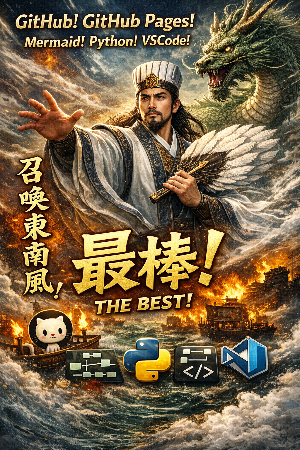 諸葛亮が東南の風を呼び技術スタックを宣伝する画像