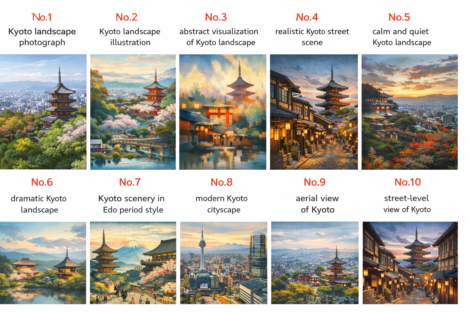 Kyoto 10 patterns experiment